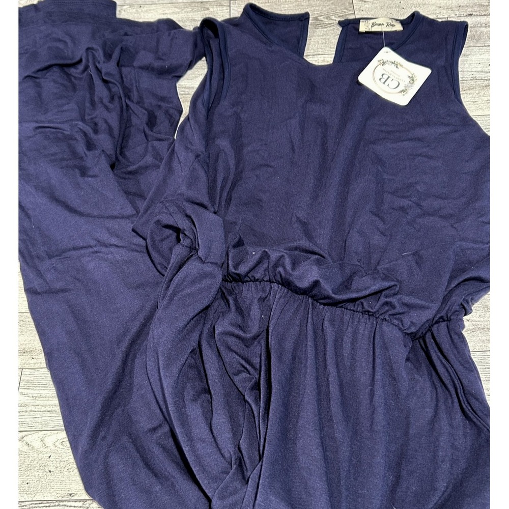 NWT Womens Beesen River Size SMALL Blue Sleeveless Jumper Wide Leg Flare SM